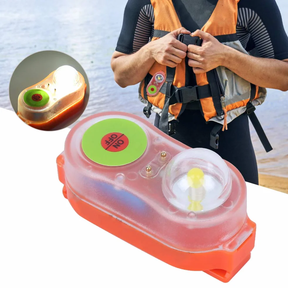 Lampe de Gilet de Sauvetage, 30g Lumière de Gilet de Sauvetage en Plastique Lampe de Poche Auto-éclairante de Sauvetage Lumière Stroboscopique Activée par L'eau pour Yacht Cargo Surf Pêche (Orange)