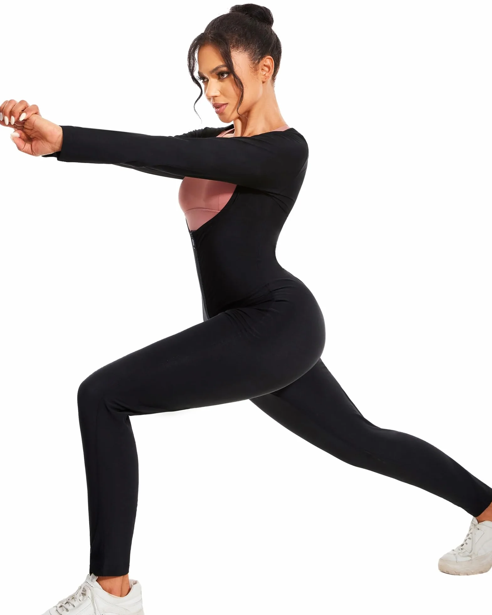 Combinaison Intégrale 3 in1 Manche Longue Sauna Suit Shapewear Vêtements de Sudation Femme Shapewear Costume D'entraînement