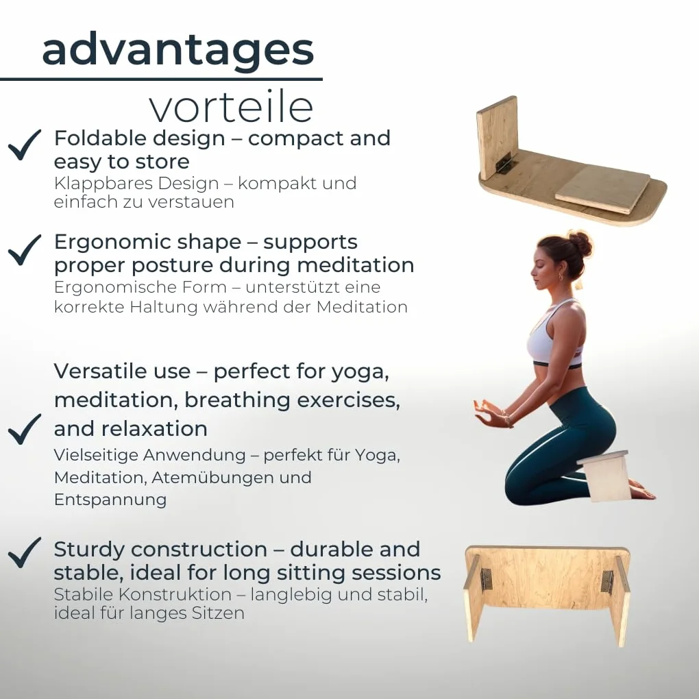 Banc de méditation Pliable - Tabouret de méditation Ergonomique - Tabouret Pliable pour Le Yoga, la méditation et la prière