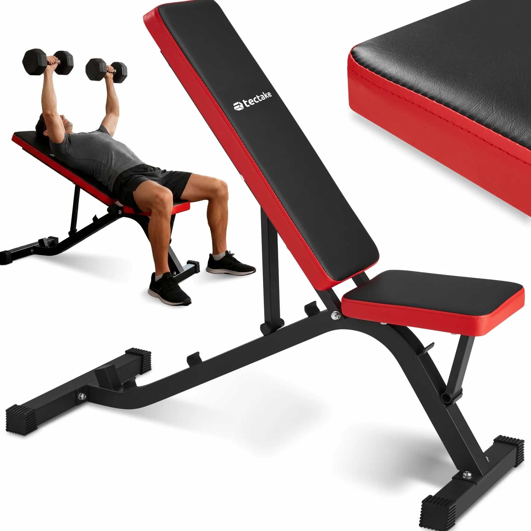 tectake® Banc de musculation polyvalent, 116 x 51 x 122 cm, Banc musculation, Dossier réglable sur 4 niveaux, Assise réglable sur 2 niveaux, Sport Maison, Salle de sport, Fitness, Haltères, Abdominaux