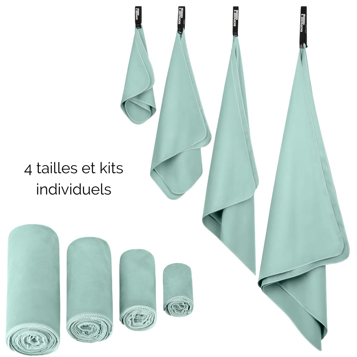 Backpacker's Journey Serviette Microfibre, Serviette Sport Musculation, Serviette Piscine compacte, Ultra-légère et Rapidement sèche, Serviette de Bain Microfibre Parfait pour Sport et la Plage