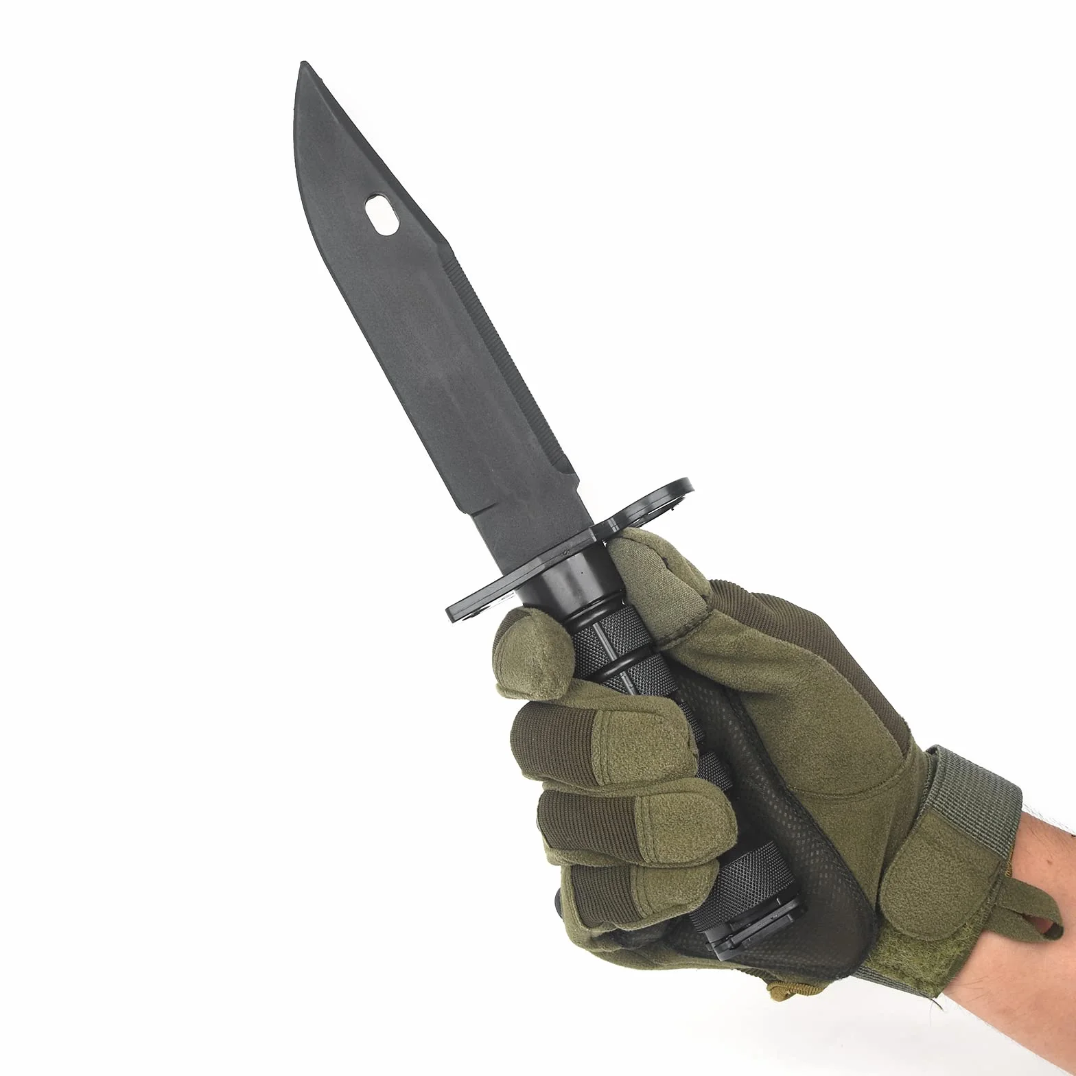 Tactique baïonnette M9 couteau en plastique, couteau de combat en caoutchouc flexible avec une lame, l'entraînement de CS Cosplay costume modèle poignard (Noir)
