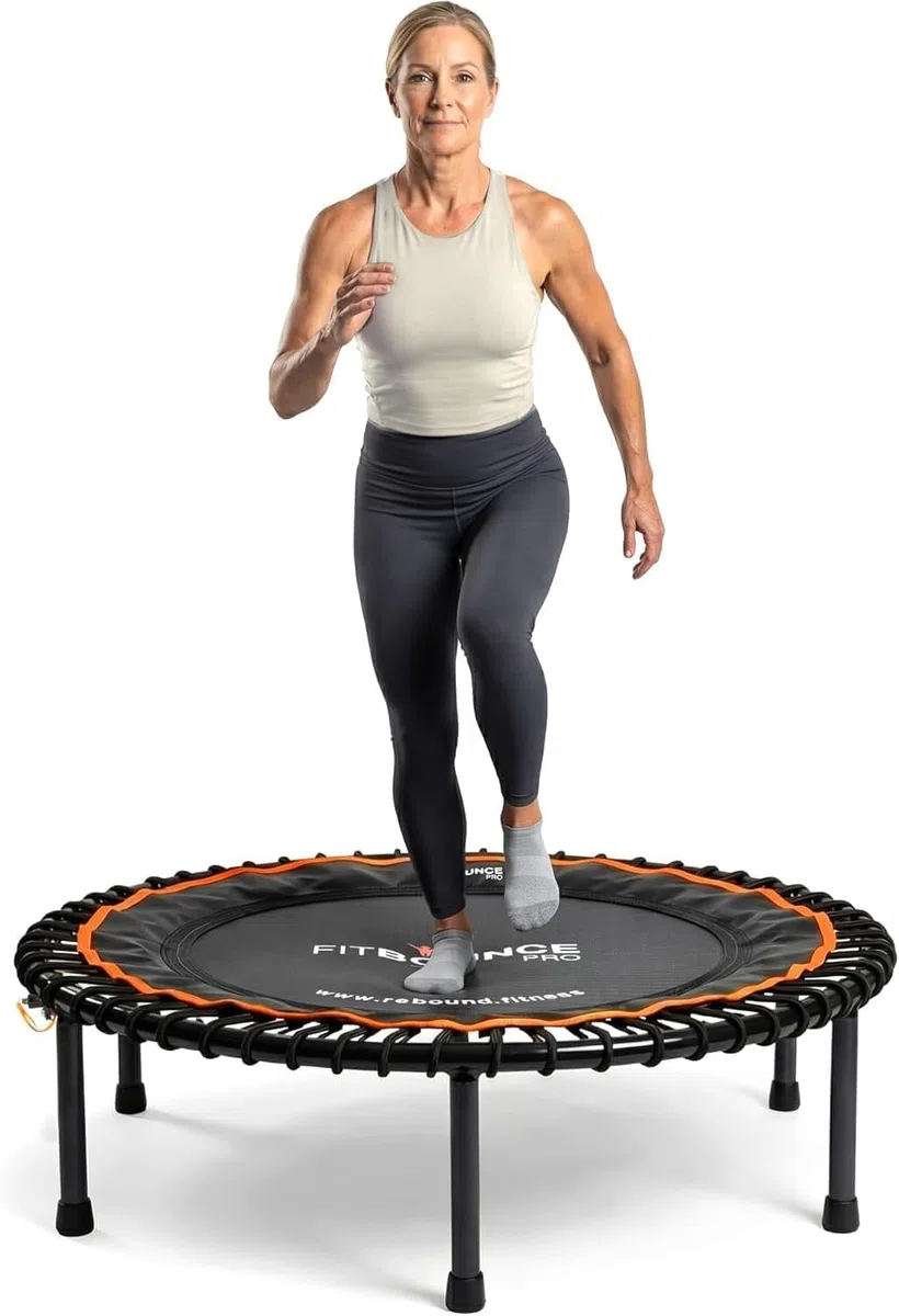 MXL FIT Bounce PRO Bungee Rebounder – Mini trampoline d'intérieur de qualité supérieure pour adultes – Rebond silencieux à faible impact, à moitié pliable avec pieds en acier pliables et sac de
