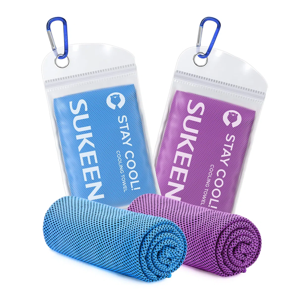 Sukeen Lot de 2 serviettes rafraîchissantes (100 x 30 cm) – Serviette rafraîchissante pour fitness, gym, golf, yoga – Serviette de sport rafraîchissante pour le cou