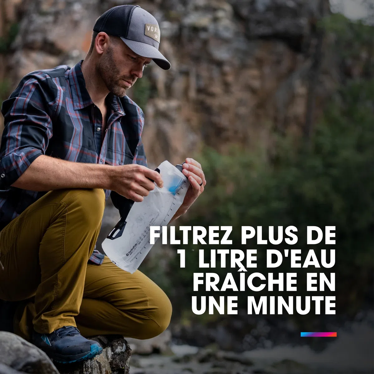 Bouchon Filtrant de 42 mm: Accessoire pour filtrer l'eau - Débit rapide - Parfait pour la randonnée, le camping, les voyages et la préparation aux situations d'urgence, Bleu