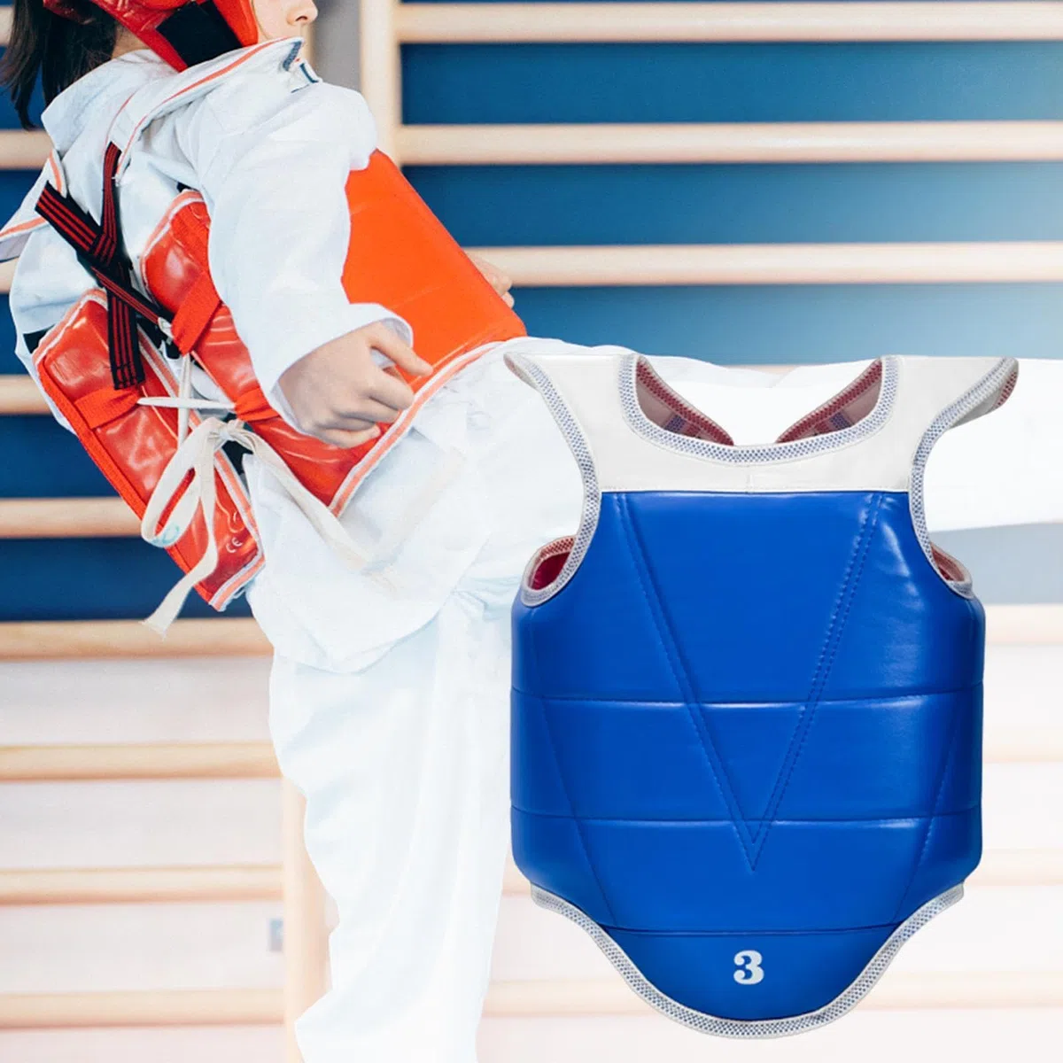 Gilet de Protection Réversible pour La Poitrine et le Corps, Gilet de Protection Réversible Taekwondo, Plastron de Boxe Protection, pour Coups Poing Violents Entraînement de pour Enfants Adultes