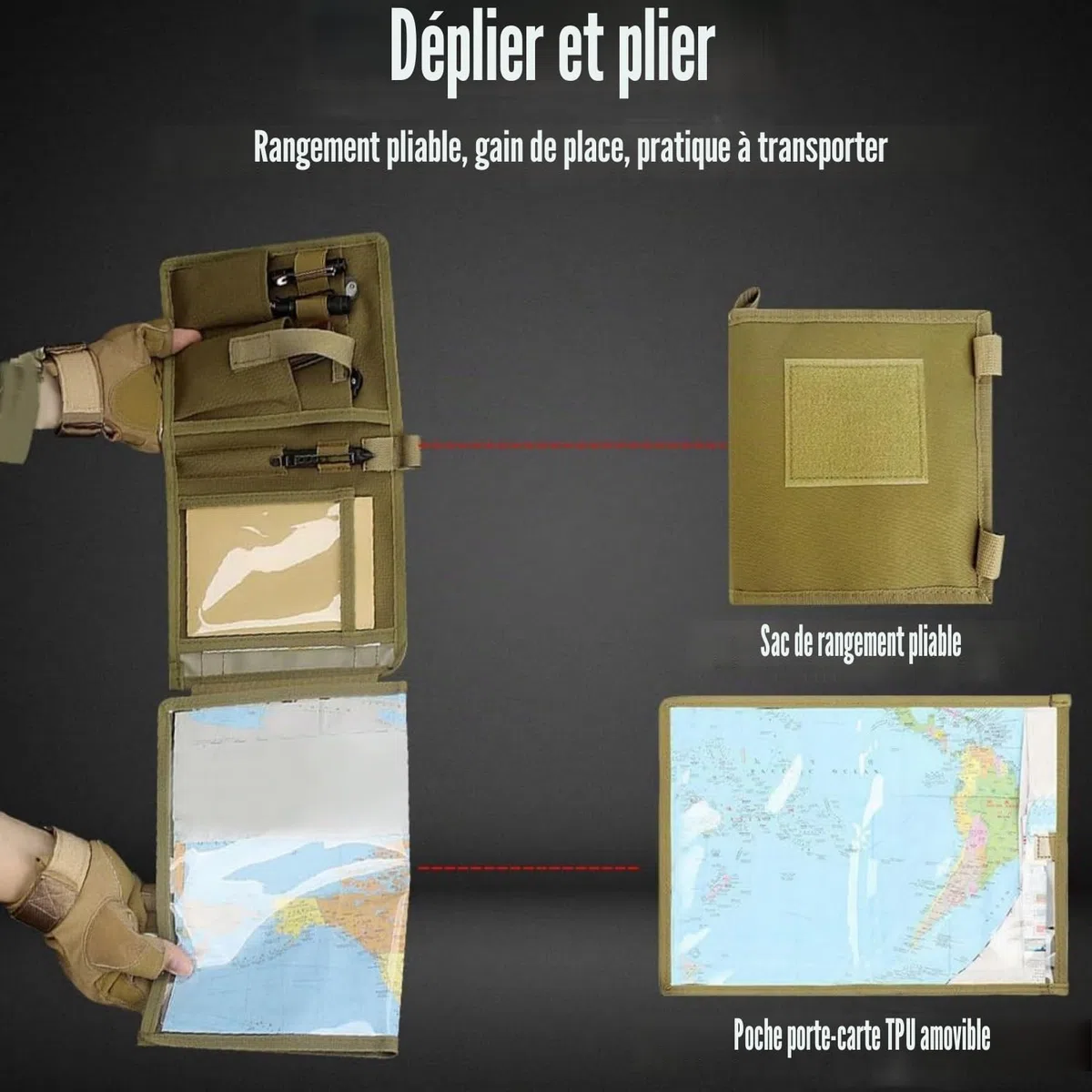 Peminkoo Sac de rangement pour cartes tactiques - Pliable - Pochette pour articles divers - Poche utilitaire E.DC - Poche à outils - Pour l'extérieur, la randonnée, le camping, la chasse