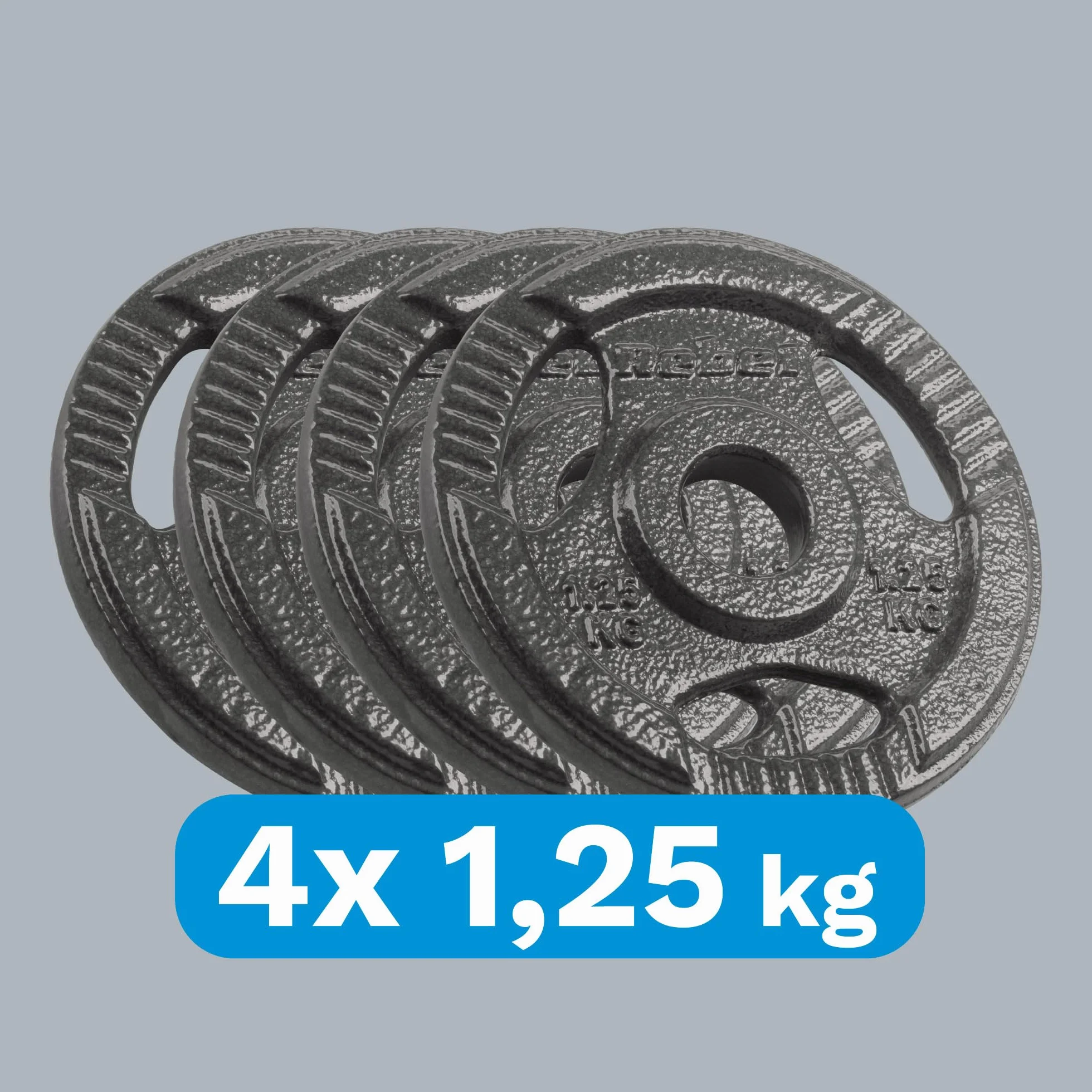 Rebelle Fonte Poids Set 4x1.25kg Trou 31mm Plaque avec Poignées RBA-2132