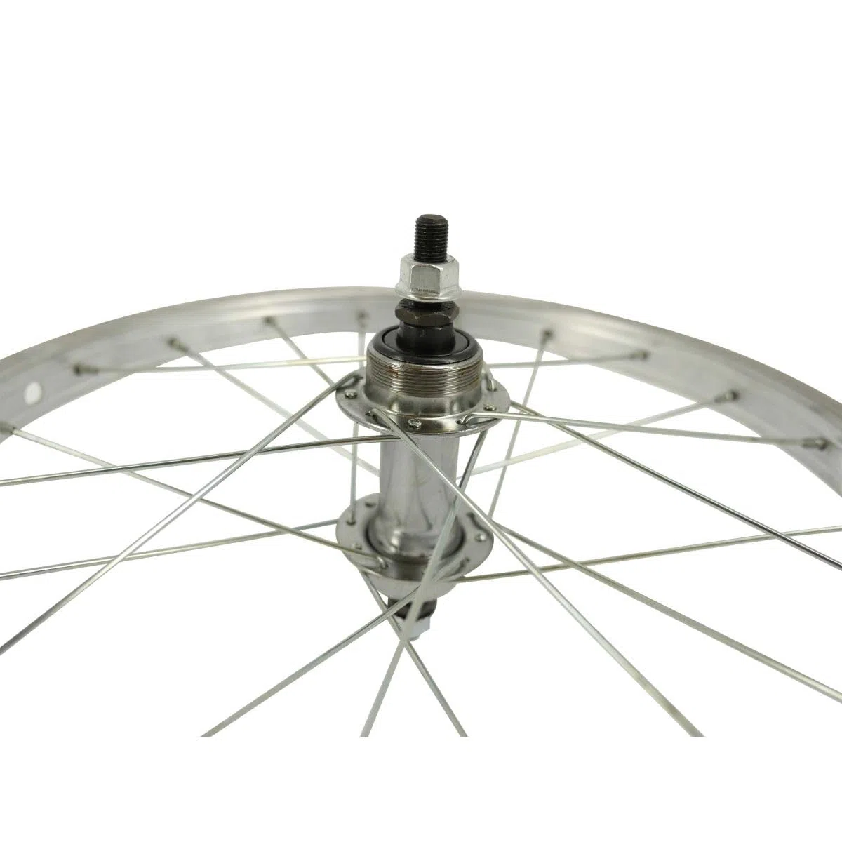BIKE ORIGINAL - Roue Arrière 16" - Jante Alu Simple Parois 20 Trous - Moyeu Alu à Écrous - Compatible Pneus 32-63 mm - Freinage sur Jante - ETRTO 305X20C - Couleur Argent
