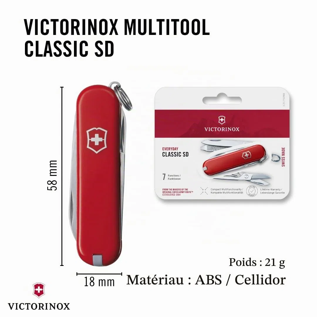 Victorinox Classic SD Colors, Swiss Army Knife, Mini couteau Suisse