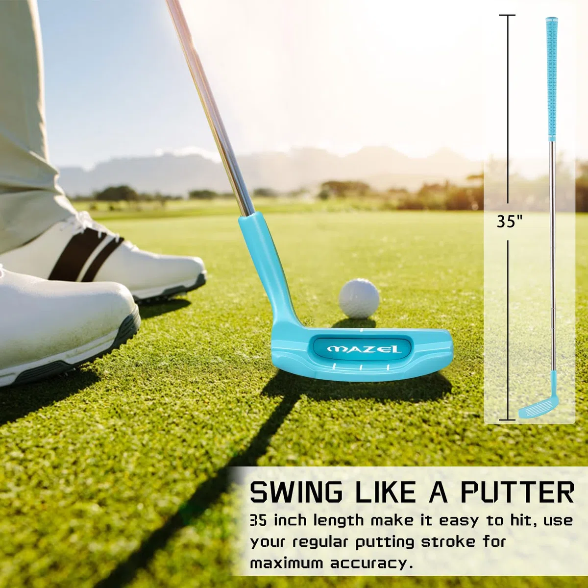 MAZEL Chipper Club Pitching Wedge pour homme et femme, 36/45 degrés – Sauvez les coups du jeu court, main droite
