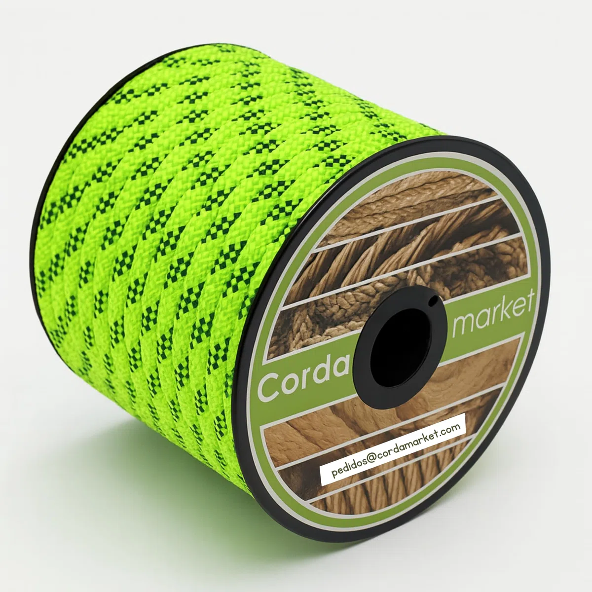 Cordamarket 10 mm Corde drisse Mixte, Vert Fluo, 25mts