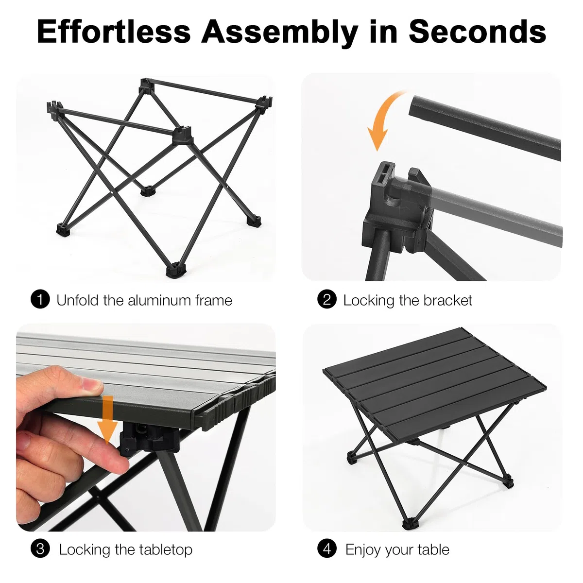 Table Pliante Compact Aluminium Ultra-Légère, Mini Table Extérieure Noire pour Camping, Pique-Nique, BBQ et Voyage