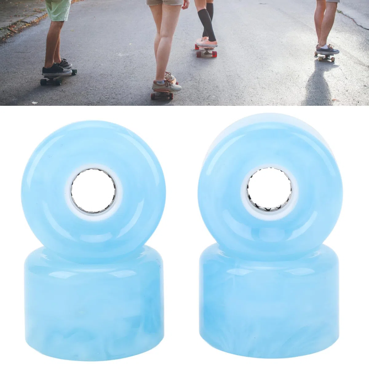 Asixxsix Roues de Skateboard, 52 Mm 78A, Roues de Skateboard à Rebond élevé avec Roulements, Roues de Skateboard de Rue, Skateboards Tricks Cruiser, Glisse Rapide et Brillante, Lot de 4