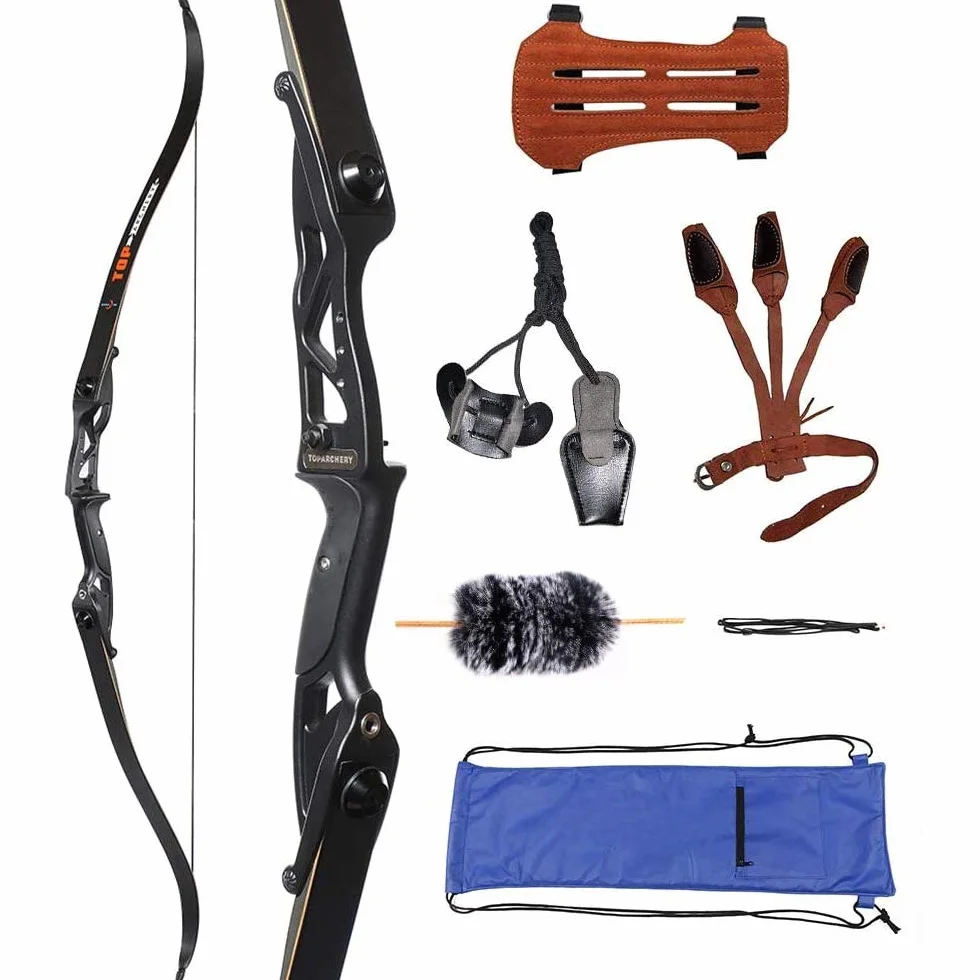 Huntingdoor Ensemble de tir à l'arc en Takedown Arc Classique 56" Poignées en Aluminium Adultes Kits de tir à l'arc pour la Pratique de la Cible Chasse Tir Cadeau d'entraînement 40 LB