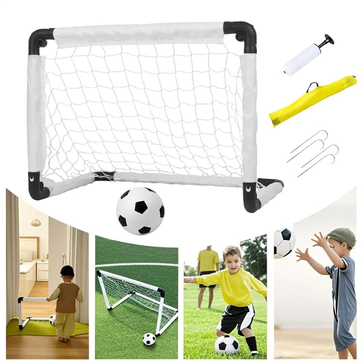 Filet De Football Enfant, Buts Extérieur pour Jardin, Petite Cage De Foot Portable avec Sac De Rangement pour Entraînement Gymnase Jeux Terrain Rue Aire De Jeux