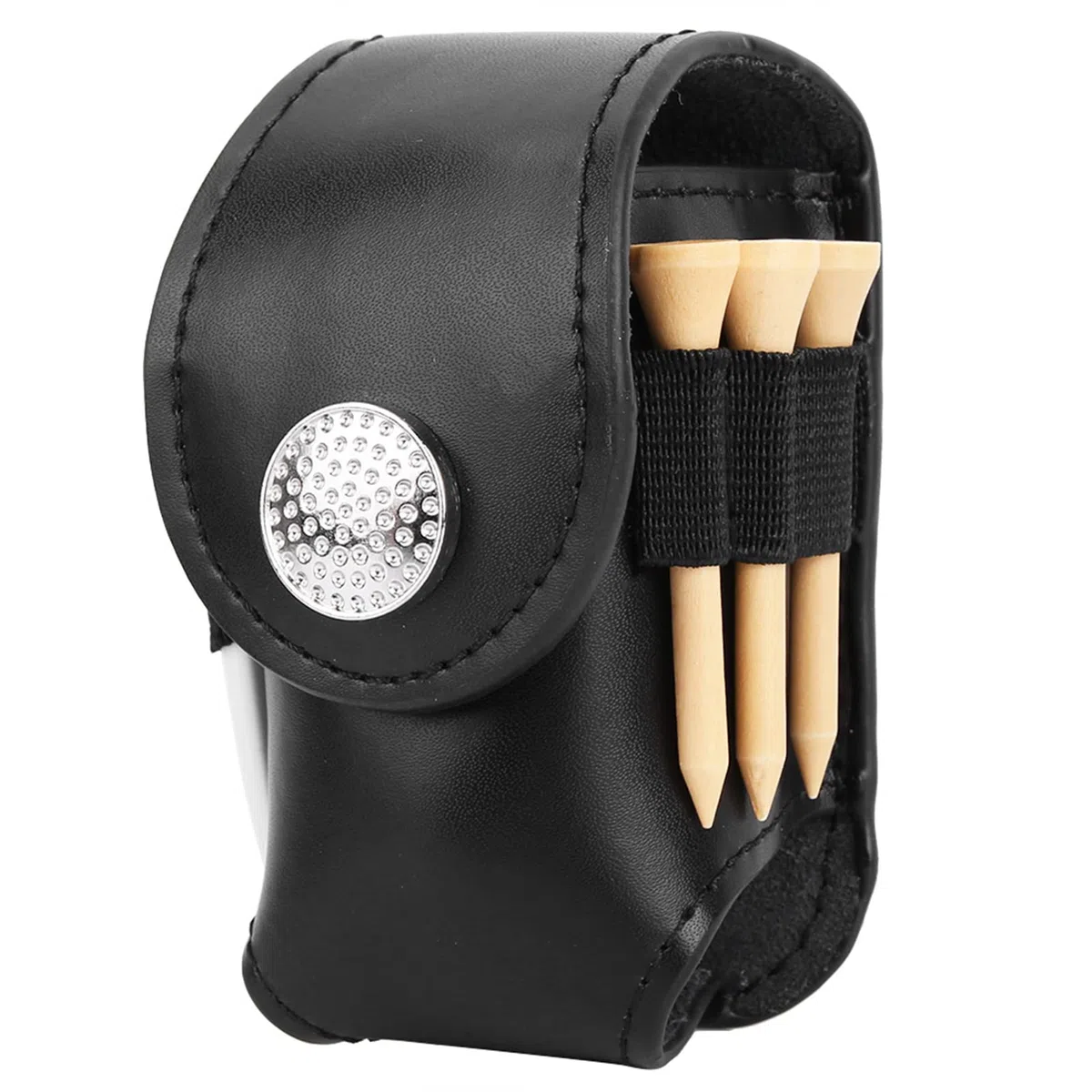 Alvinlite Pochette pour Balle de Golf Tee Holder Ceinture Sac de Taille en PU pour Accessoire de Sport de Golf Contient 2 balles 3 Tees de Golf et 1 Divot de Golf(Noir) Ceinture