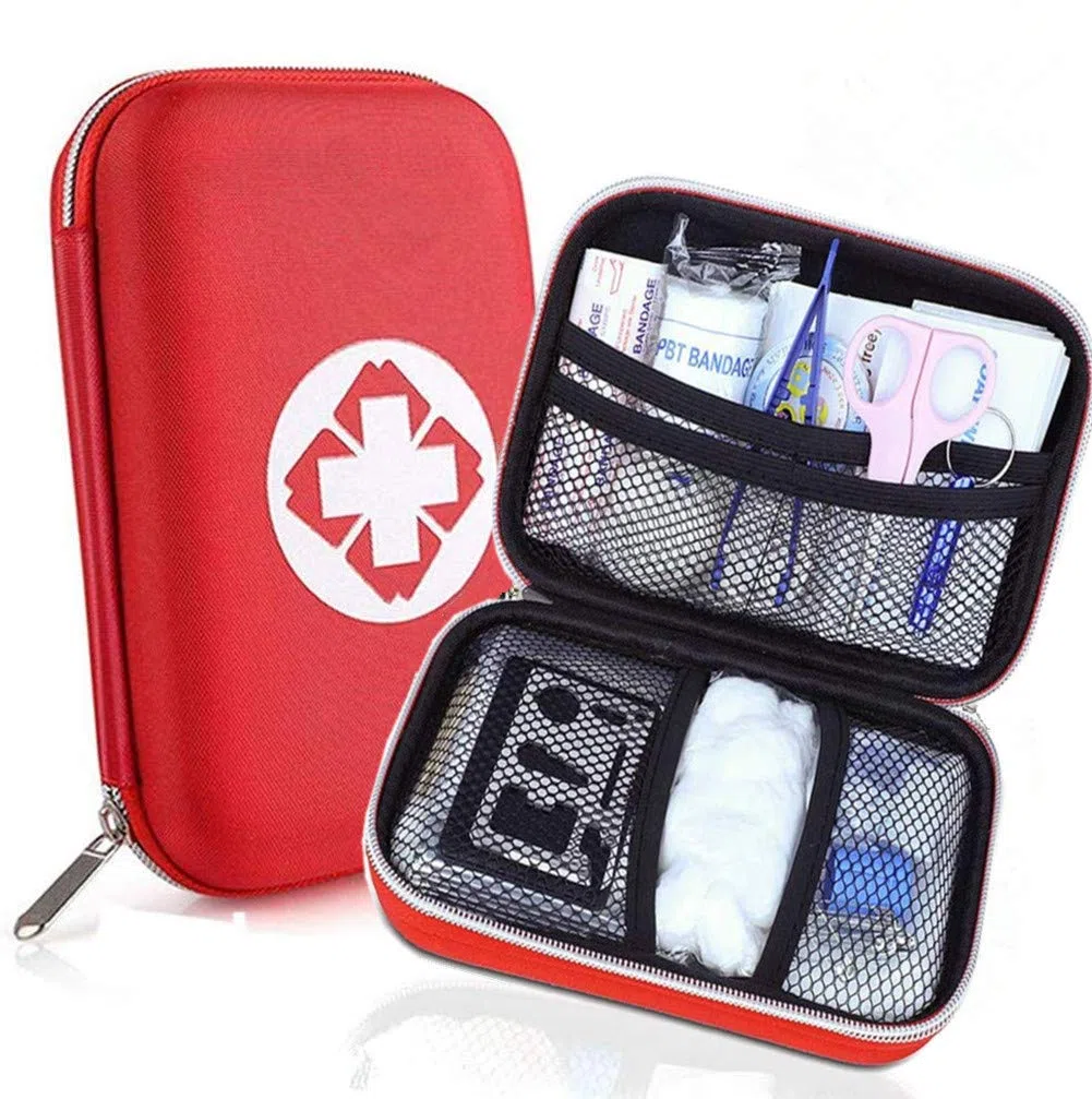Trousse de Premier Secours, Mini Boîte Médical, Complète pour la Voiture, Voyage, Bureau, Randonnée, Sport, Maison, Entreprise (Rouge)