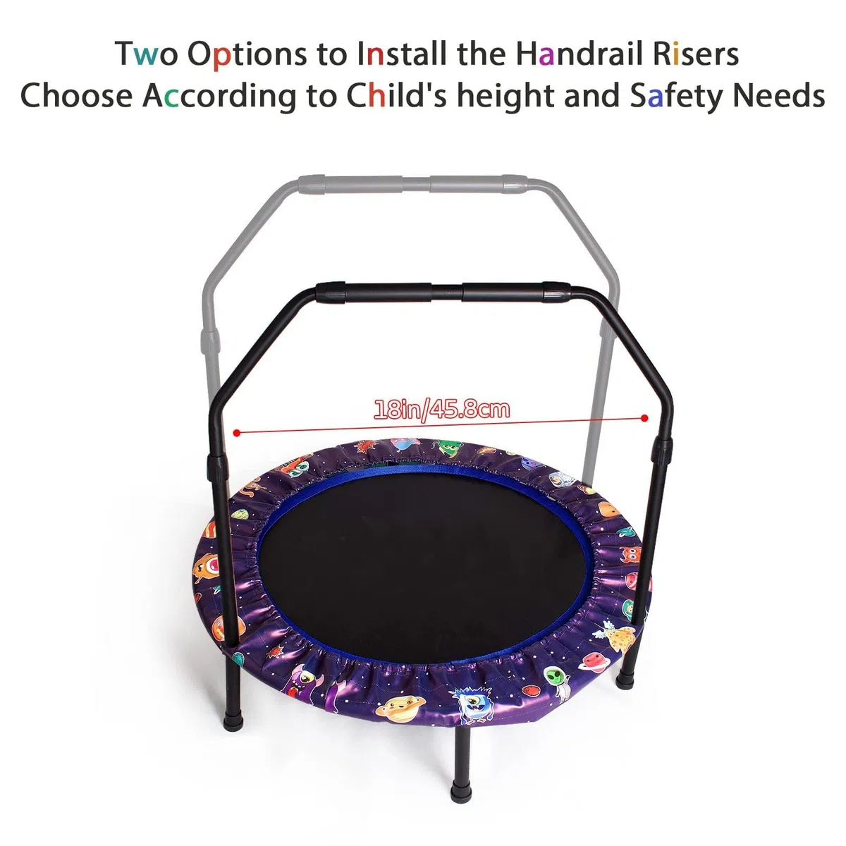 Trampoline Enfant Ø92cm, Pliable Mini Trampoline avec Poignée Réglable & Rembourrage de Sécurité,Petit Trampoline intérieur Enfants, Intérieur et Extérieur pour garçons et Filles