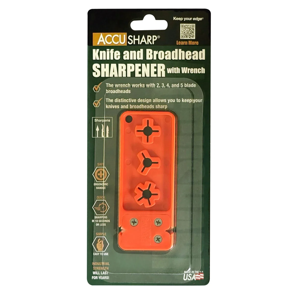 Accusharp ACCU-013 Aiguiseur à tête large et clé, orange, 23 x 10 x 3 cm