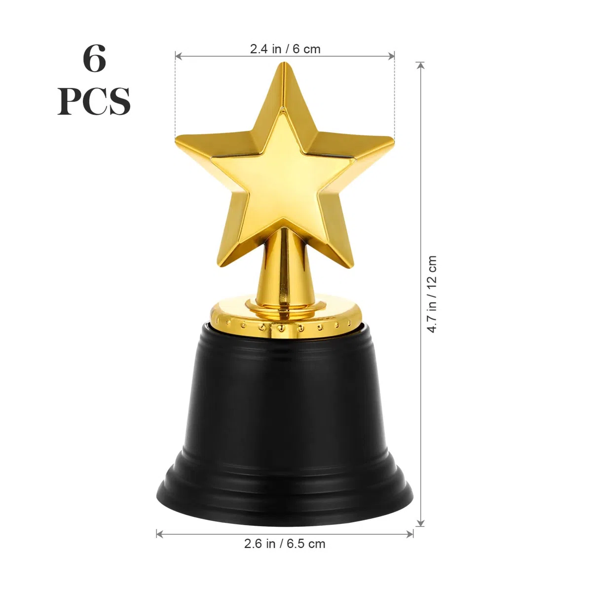 Toddmomy Lot De 6 Trophées Étoile En Plastique Mini Trophées Récompenses Pour Enfants Jeux Et Fêtes Accessoires 4.80 X 2.83 X 2.83 Pouces