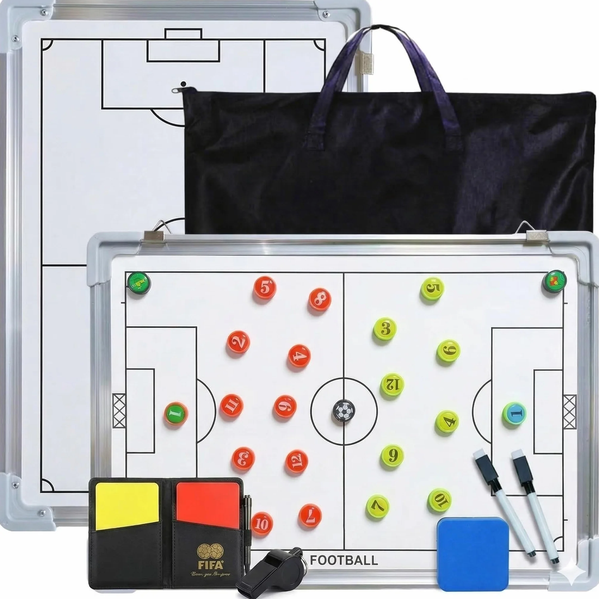 CREADY® Tableau magnétique d'entraînement de football avec fiches magnétiques et accessoires 44 x 31 cm
