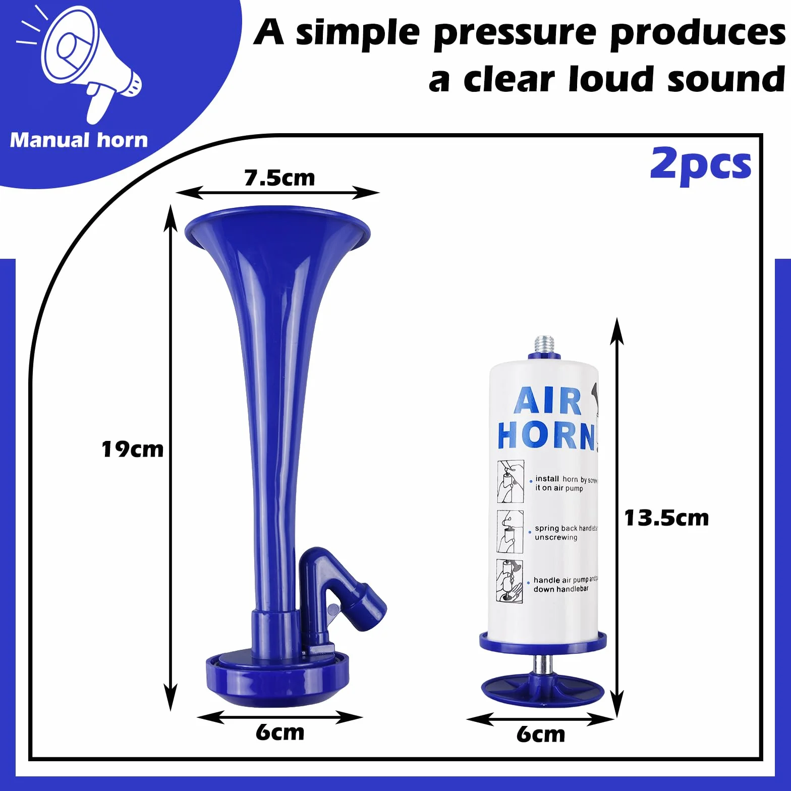 Corne de Supporter, 2Pcs Corne de Brume Portable, Trompette de Stade, Klaxon Bateau, Klaxon Sécurité, Klaxons à Air, Klaxon de sécurité Portatif pour Camping, Nautique, événements Sportifs und Partys