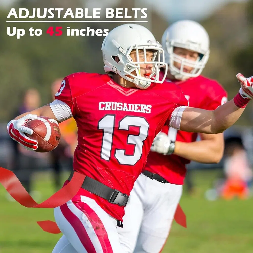 Flag Ceinture de football réglable pour 14 joueurs pour compétitions d'entraînement sportif (rouge et bleu)