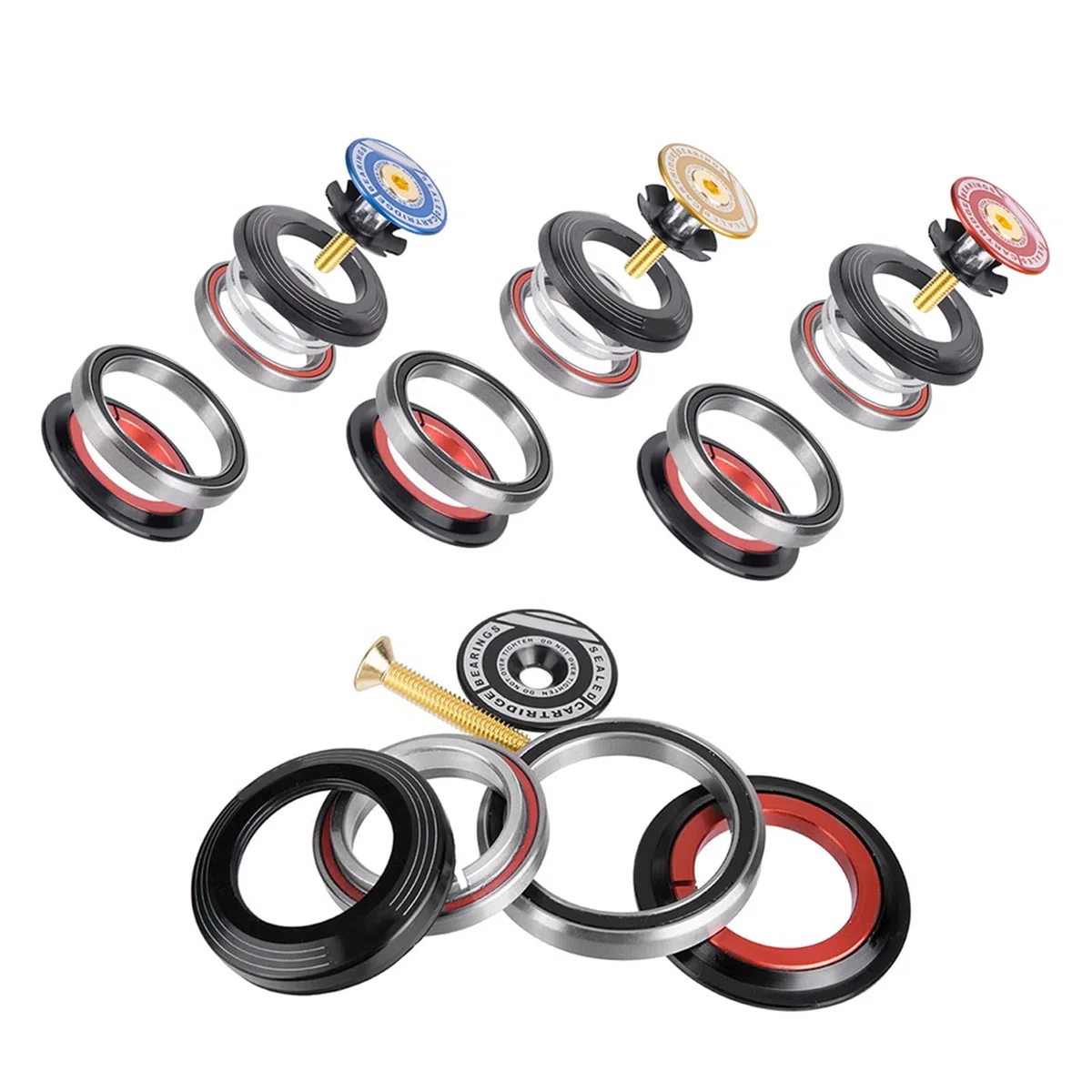 Roulements de Casque de Vélo 42/52 mm Casque Direction de Vélo en Alliage D'aluminium pour Fourches à Tube Conique de 1-1/8 Pouce ou 1-1/2 Pouce