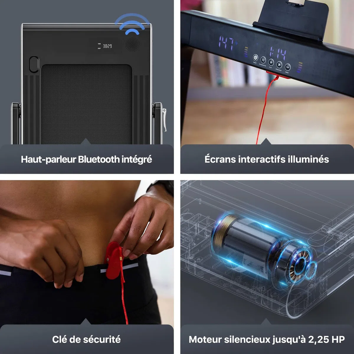 Mobvoi Tapis De Course Smart AI avec L'Application TicSports pour La Maison, Le Bureau, Téléphone, Ordinateur Portable, Grande Surface De Course, 12km/h, 120kg