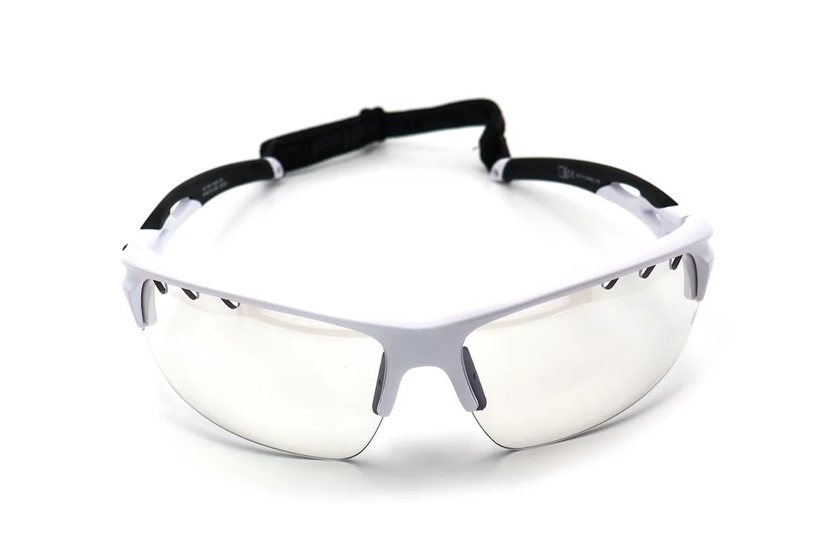 FAT PIPE | Lunettes de protection Floorball Unihockey ACE | Couleur : blanc/noir | Lunettes professionnelles de taille junior et senior avec certificat IFF pour qualité contrôlée