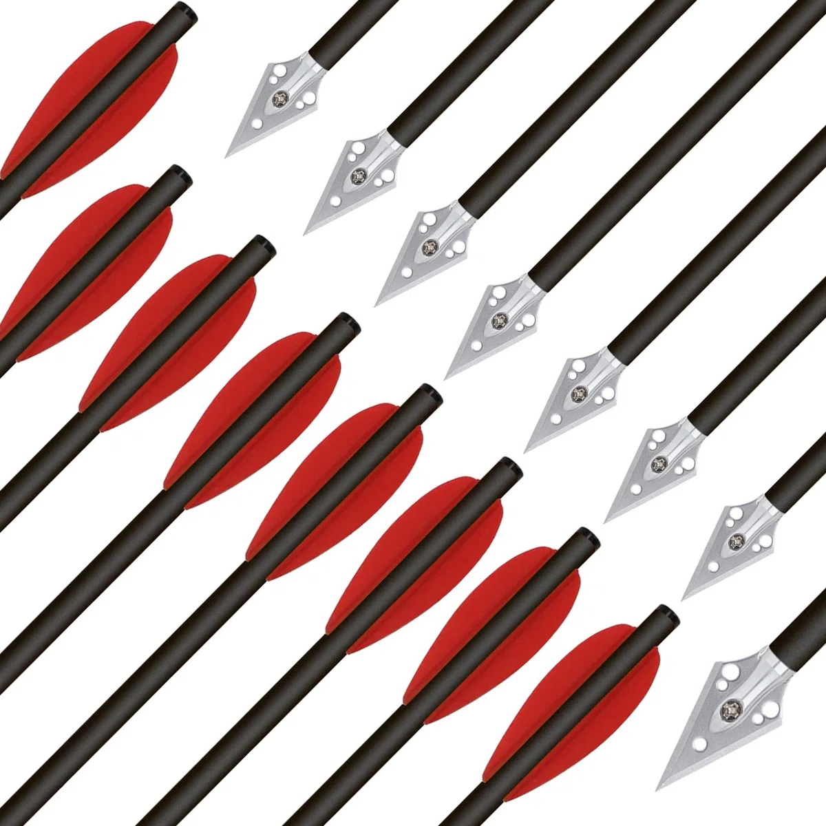 6.3" Mini Pistolet Boulons d'arbalète,Flèches d'arbalète en Carbone avec Pointes Broadhead en Acier pour arbalète de précision 50-80lbs Pratiquer la Cible de tir et la Chasse
