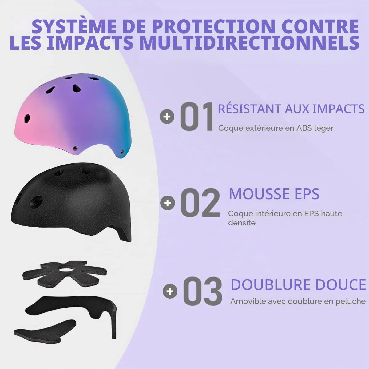 Casque Enfants Ajustable, Casque de Skate Casque de Vélo, Filles et Garçons Réglable, Mentonnière Ventilation Sécurité Léger Casque de Skateboard pour Vélo Skateboard Scooter