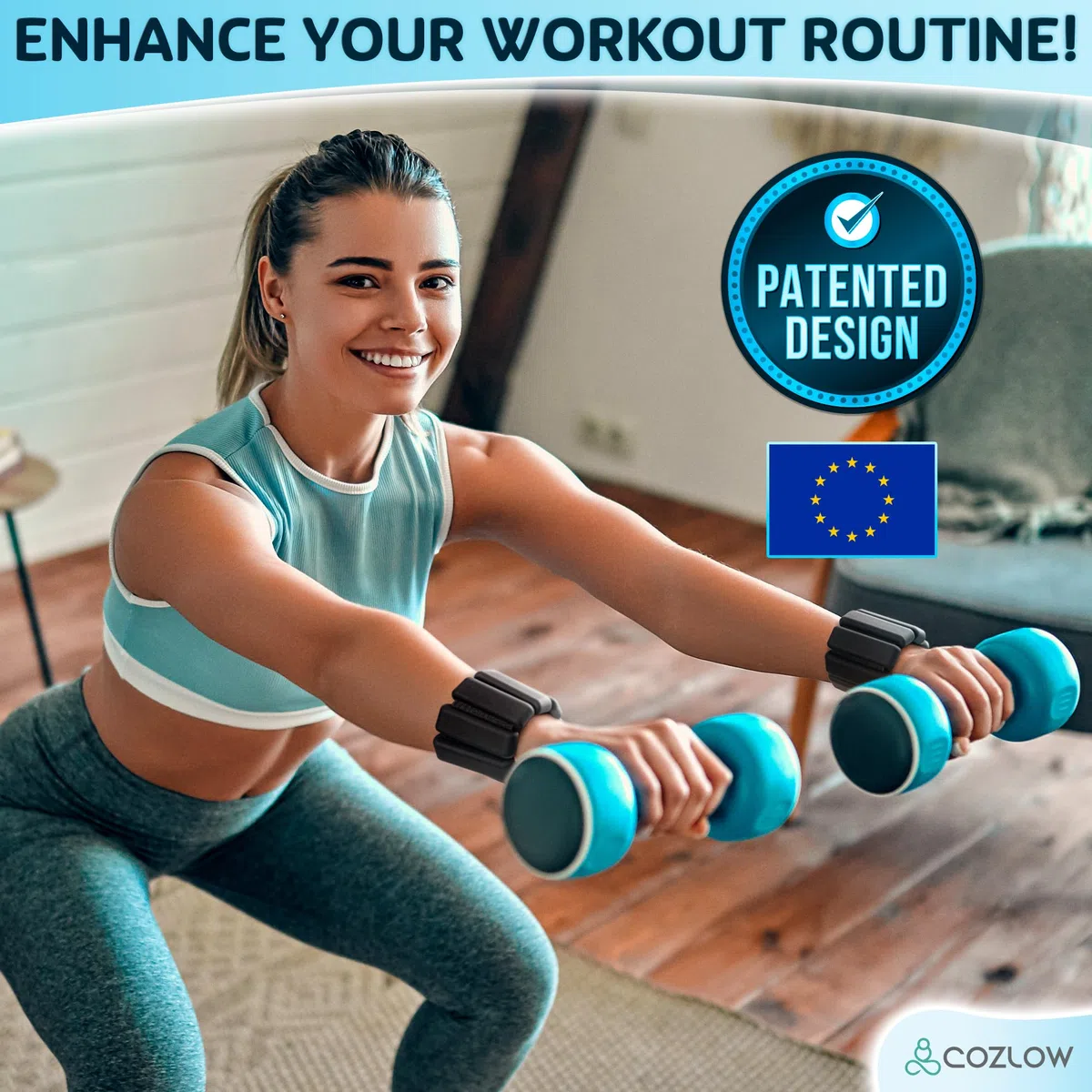 Cozlow - Poids de cheville + de poignet - pour hommes + femmes - 1 paire, différentes couleurs - Sangles d'entraînement réglables en silicone pour yoga, danse, course à pied + gym