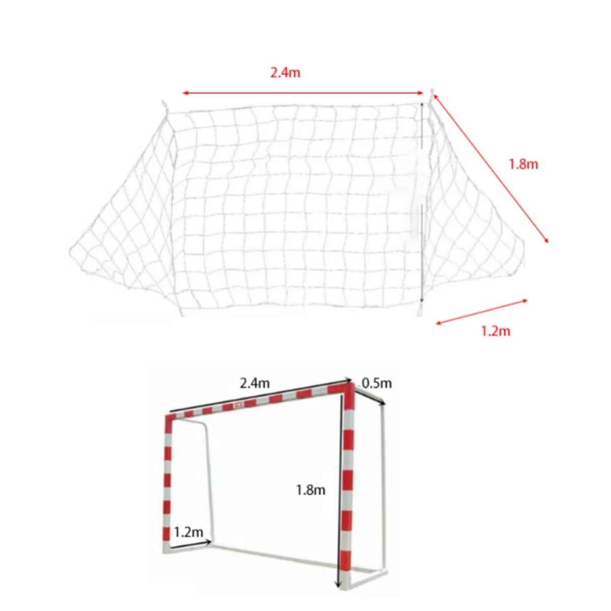 Filet de But de Football 2,4 X 1,8 m Filet de Poteau de Football en Polyéthylène sans Cadre pour Cours de Récréation et aux Parcs Familiaux