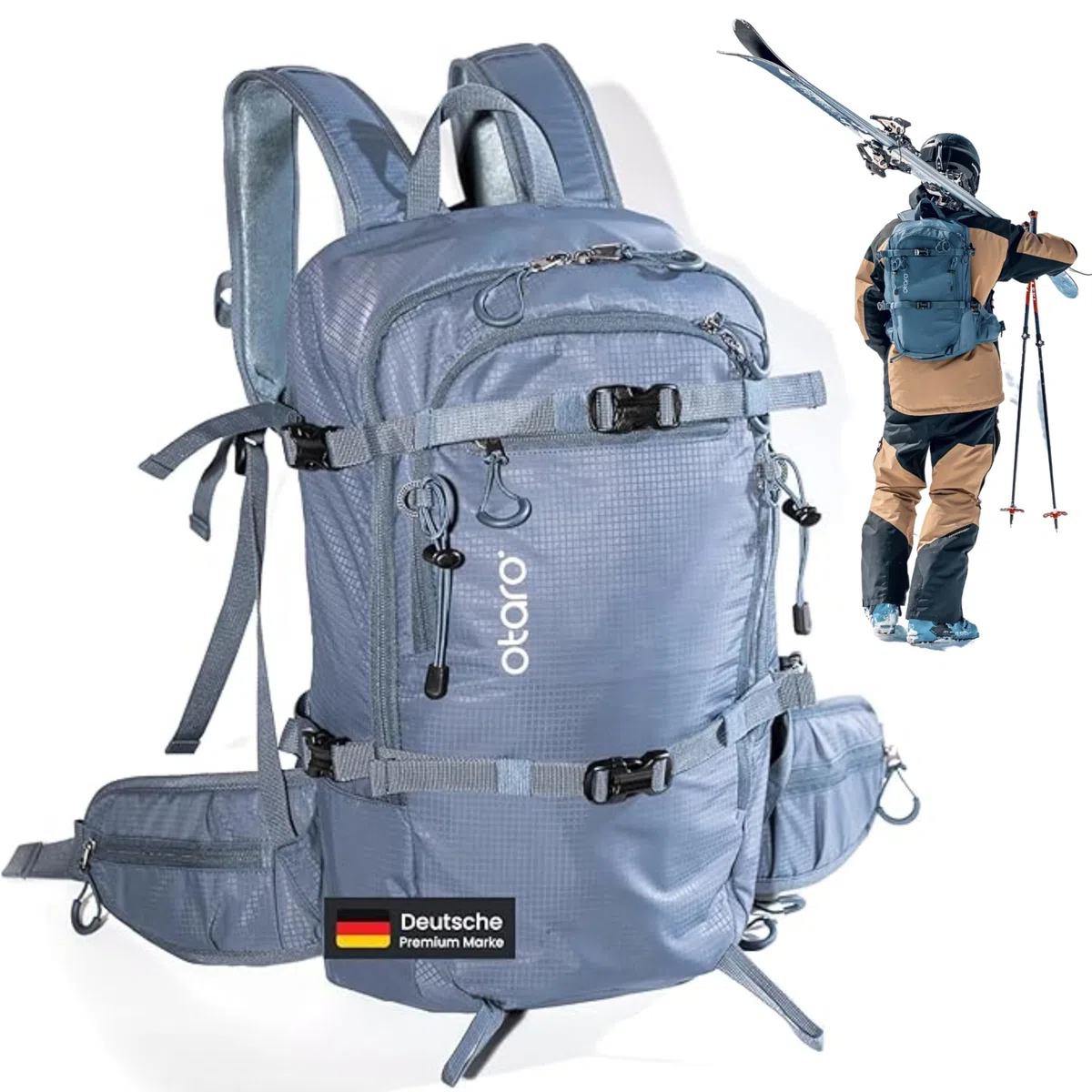Otaro Sac à Dos Skis (20 l) - Ultra léger - Equipement Ski Homme - Accessoire Ski Homme et Femme - pour Le Ski, Le Cyclisme, Le Camping - Sac à Dos de vélo