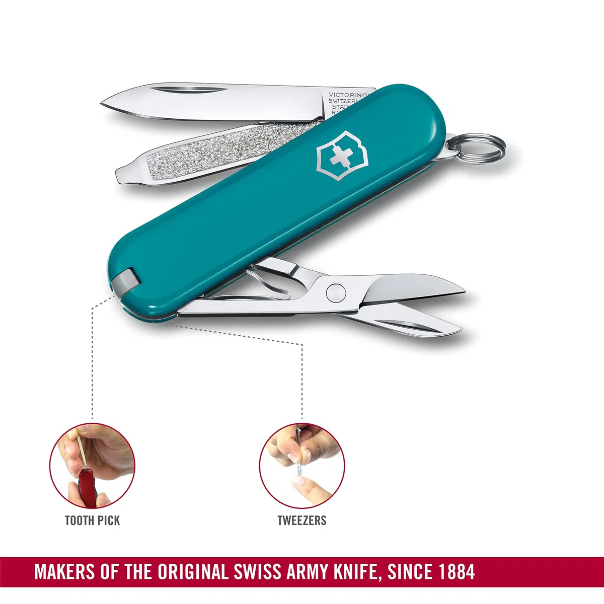 Victorinox, Classic SD, Couteau de Poche Suisse, Multifonction, Léger, 7 Fonctions, Petite lame, Lime à ongles, Tournevis 2,5 mm
