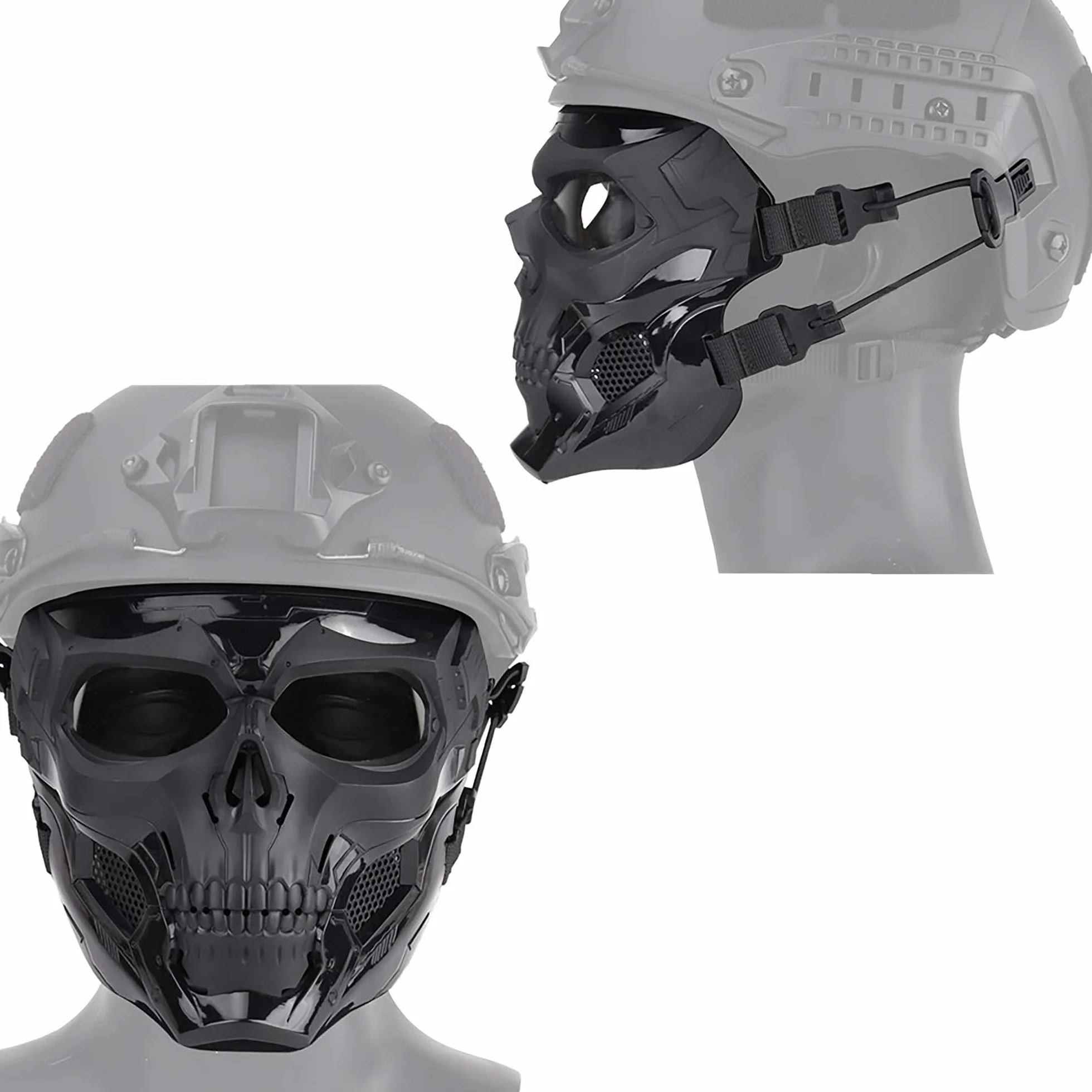 Masque tactique de protection intégral respirant pour paintball, jeux de guerre d'Halloween, cosplay, fête costumée