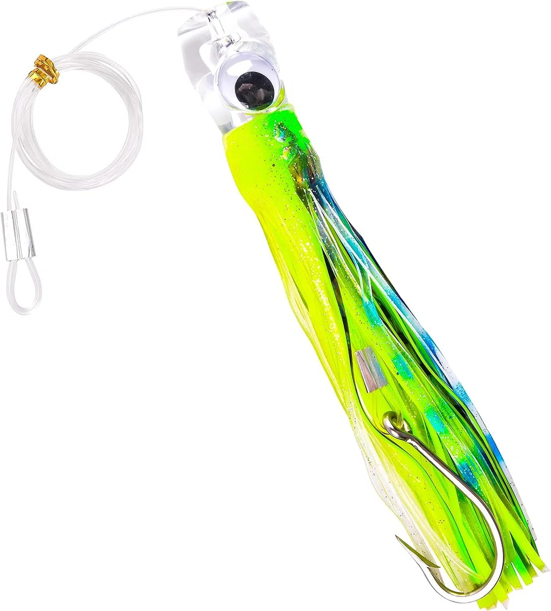 Leurres de Pêche à la Traîne pour Le Gros Gibier Leurres de Pêche en Eau Salée pour Mahi Marlin Thon Dauphin Wahoo Requin Pêche en HauteMer Leurres M ontés avec Leader Hook Jupes de Calmar