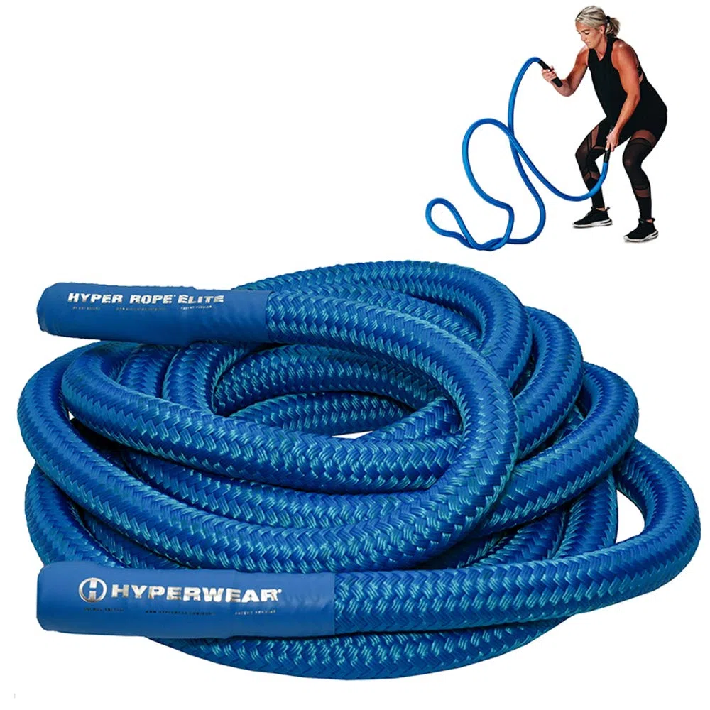 HYPERWEAR Hyper Rope Corde de combat courte lestée Corde d'exercice à la maison Gym Corde de combat Ancre Corde en option Taille complète Entraînement dans un espace de 1,8 m ou moins