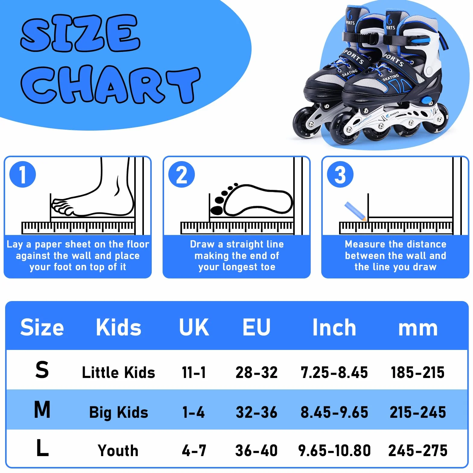 Rollers en Ligne,Patin a Roulette Réglables Rollers Enfant Garçon Inline Skates Rollers