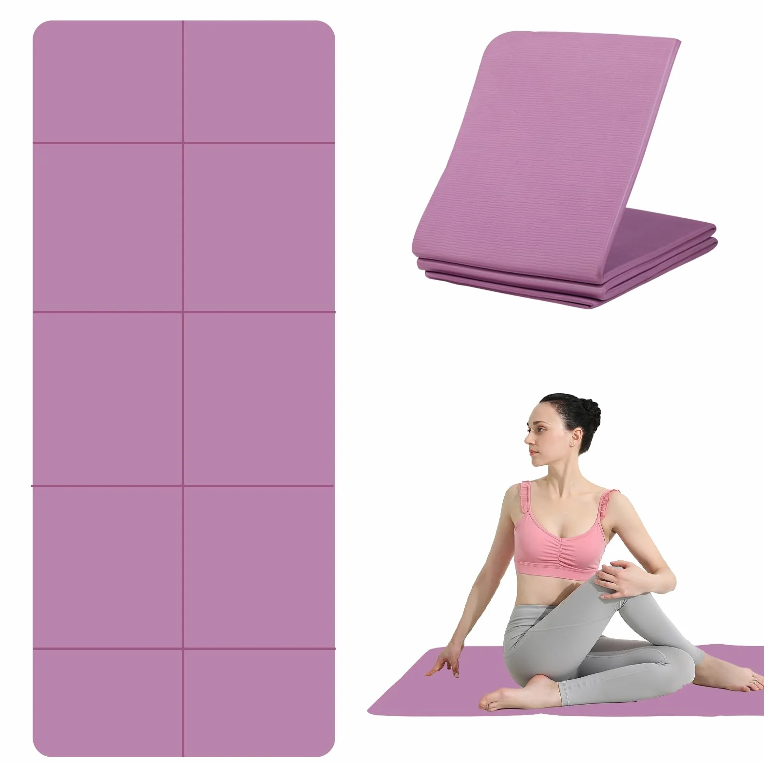 Tapis Yoga - Tapis Pilates Pliable - Yoga Mat TPE - Tapis De Sport 183x61cm - 5mm Épais Tapis Yoga Voyage Pour Gym Et Voyage