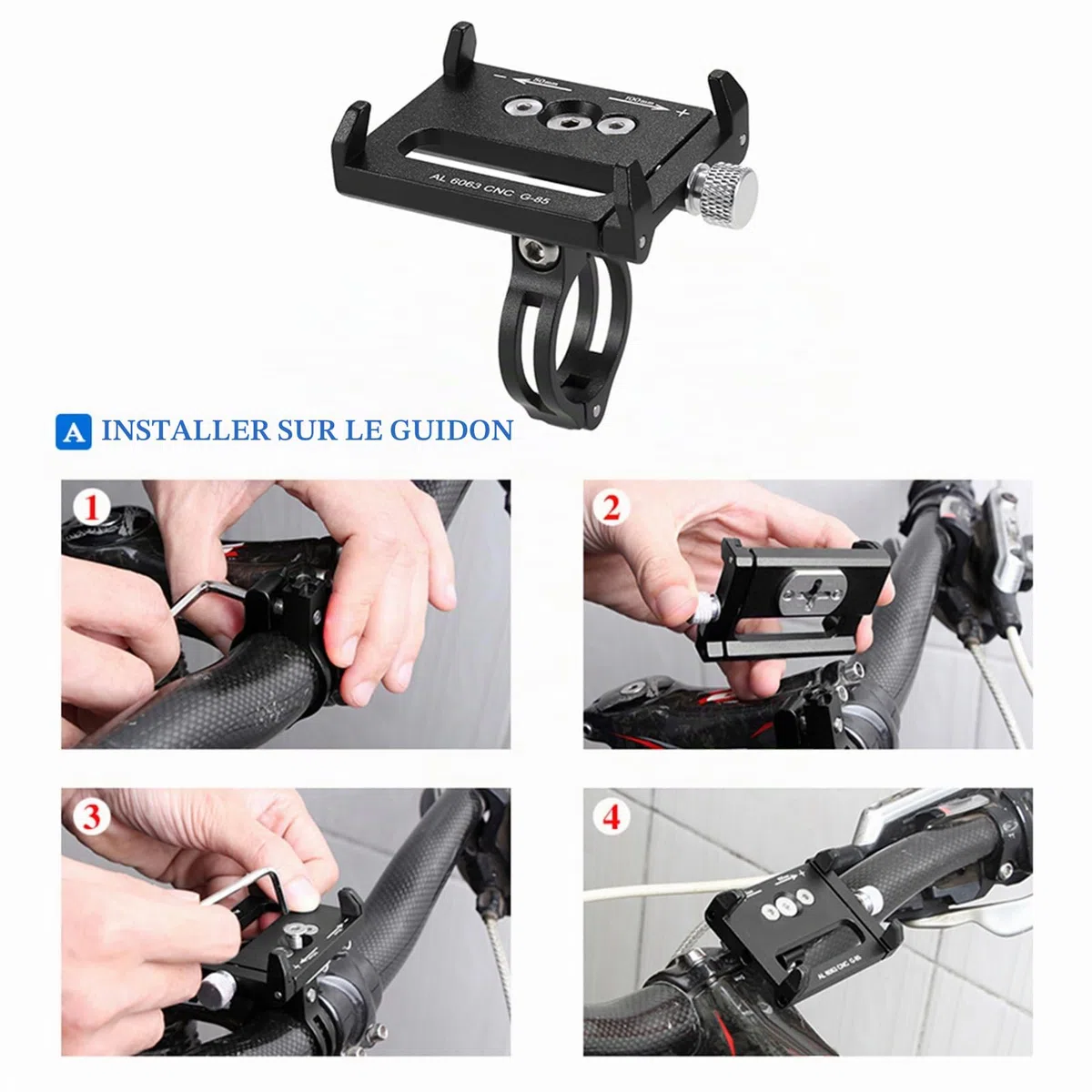 Lixada Universal Support de Téléphone de Réglable Vélo de Support GPS Bracket Cradle Clamp pour Vélo de Montagne (Noir)
