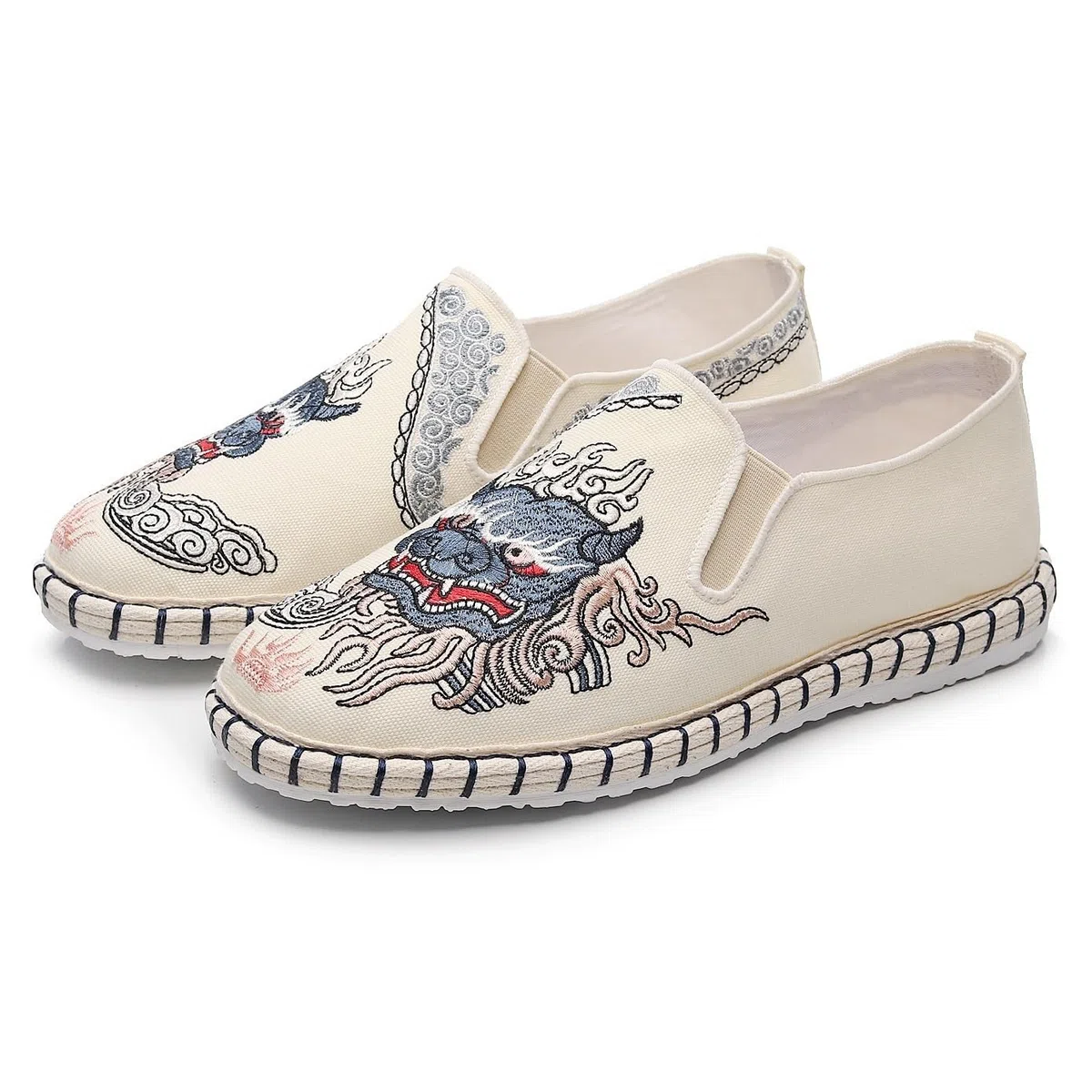 Chaussures Traditionnelles Chinoises De Vieux Pékin Pour Hommes Et Femmes, Chaussures Brodées Exquises, Chaussures De Kung Fu Tai Chi, Équipement De Protection Des Pieds Pour Arts Martiaux(White,42 EU