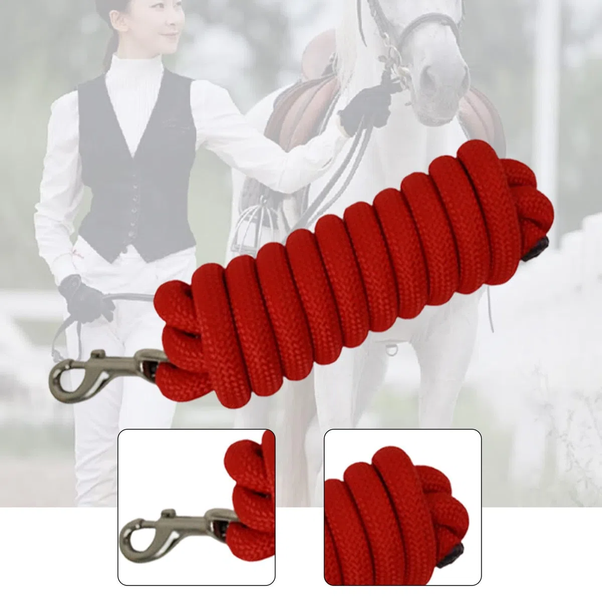 Longe en Nylon Robuste, Licol, Boucle à Une Main, Convient pour L'entraînement et Les Compétitions équestres.