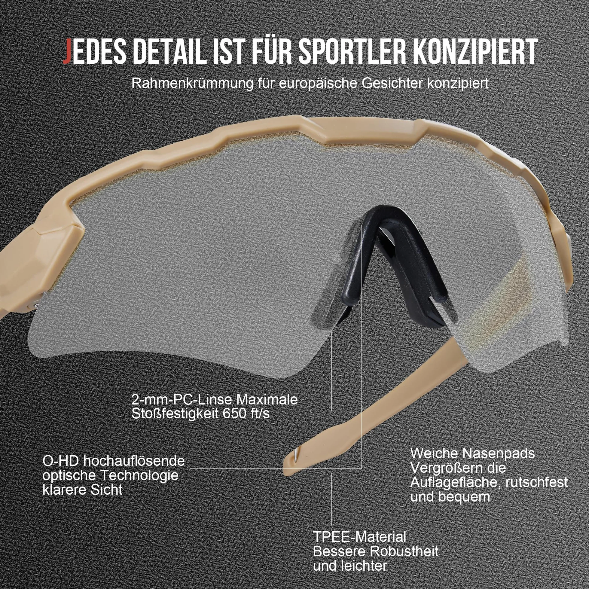 1TG Tactical Lunettes de vélo, lunettes de protection tactiques, lunettes de sport, lunettes de soleil pour homme et femme, airsoft, paintball, chasse, CS, cyclisme, course à pied, randonnée