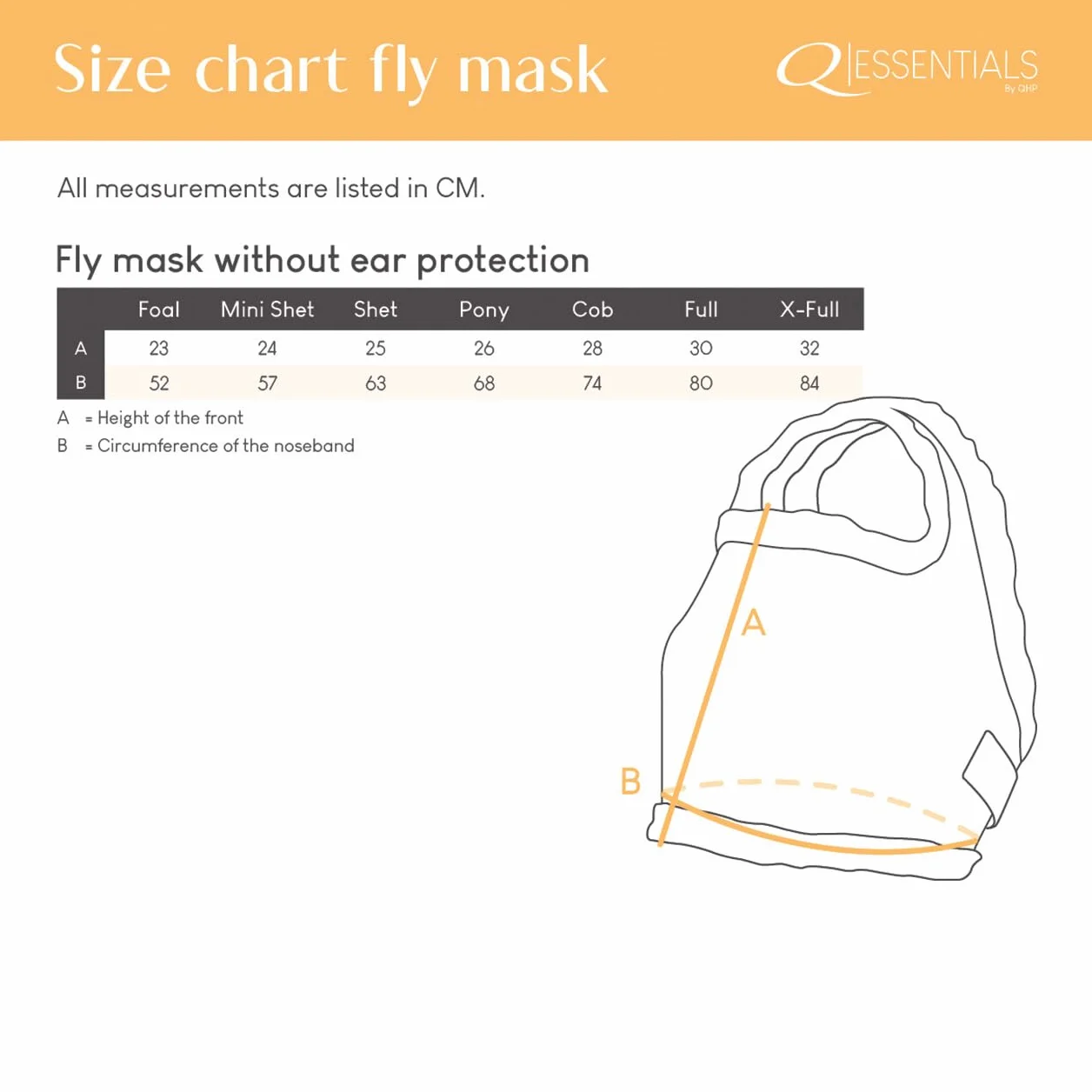 QHP Without Ear Protection Fly Mask Extra Full Size Grey