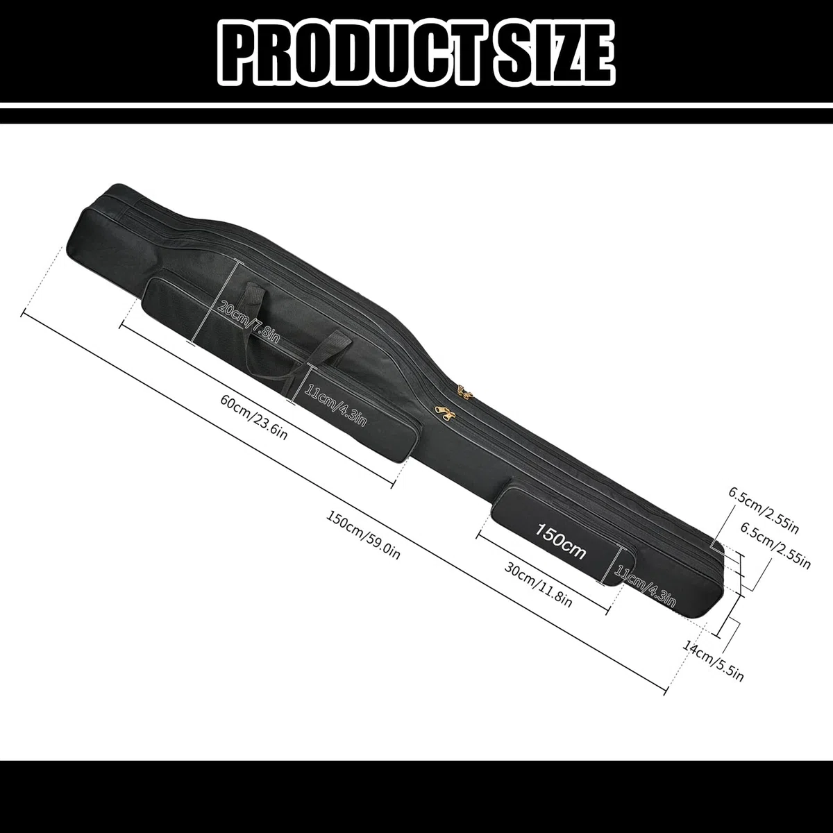 Fourreau Canne À Pêche, Sac De Pêche 150 Cm, Sac De Pêche Portable Pliable Imperméable Oxford, Sac De Canne À Pêche Avec Bandoulière Réglable Et Poignée Pour Pêche, Moulinet, Pôle, Gear Tackle, Outil