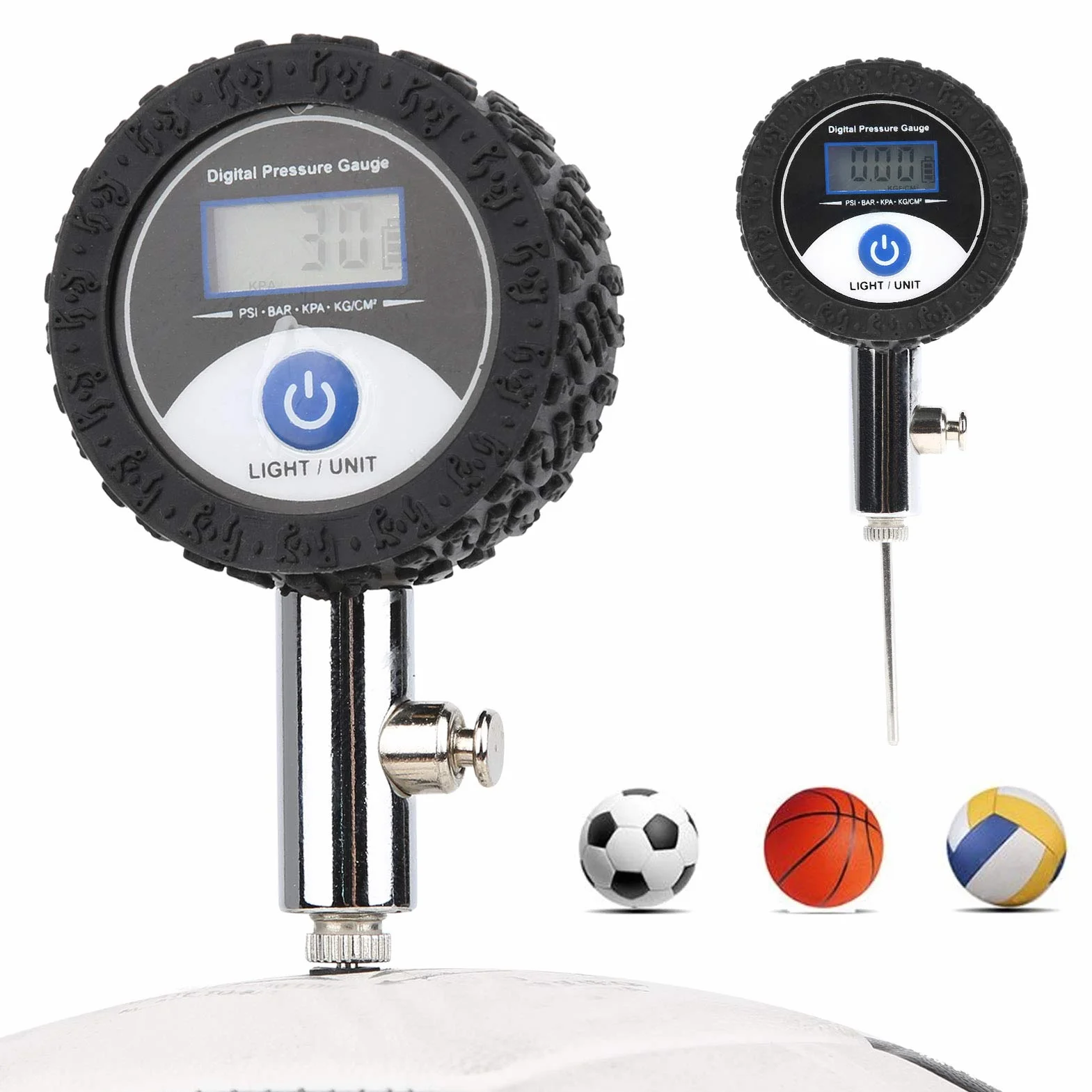 Manomètre Numérique à Bille en Métal avec Affichage Numérique, Baromètre Portable pour Ballon de Football idéal pour Basket-ball, Football, Volley-ball