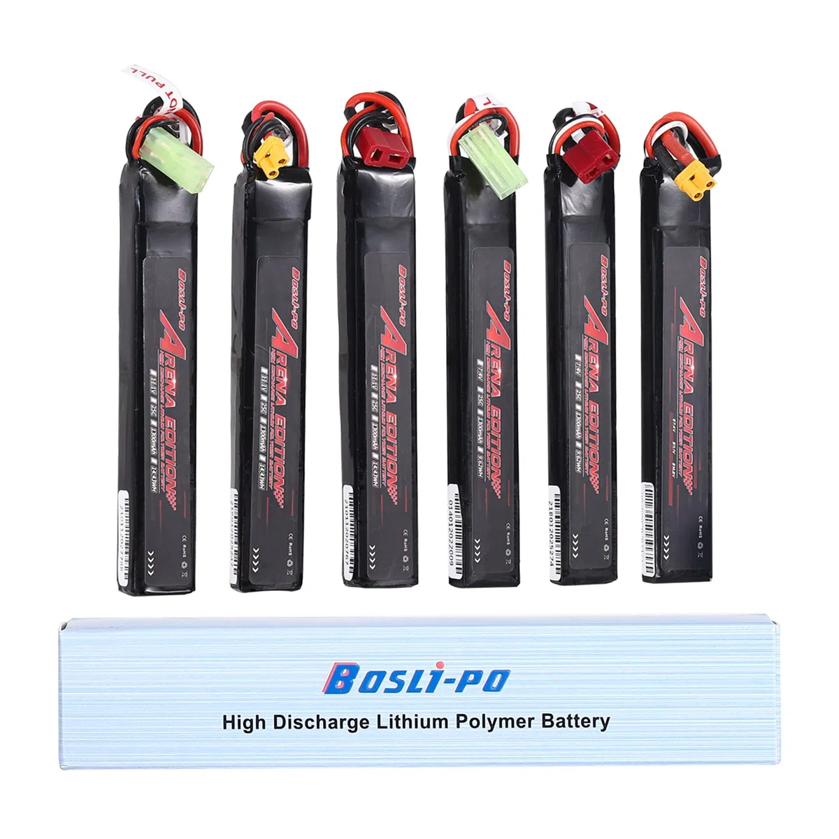 Bos-Lipo Airsoft Batterie Lipo 7,4V 1300mAh 25C 2S Batterie au Lithium avec connecteur Mini Tamiya pour Airsoft G36C MP5A5 M249 FNP90 G3A4 Airsoft Gun Pistolet Airsoft Rifle